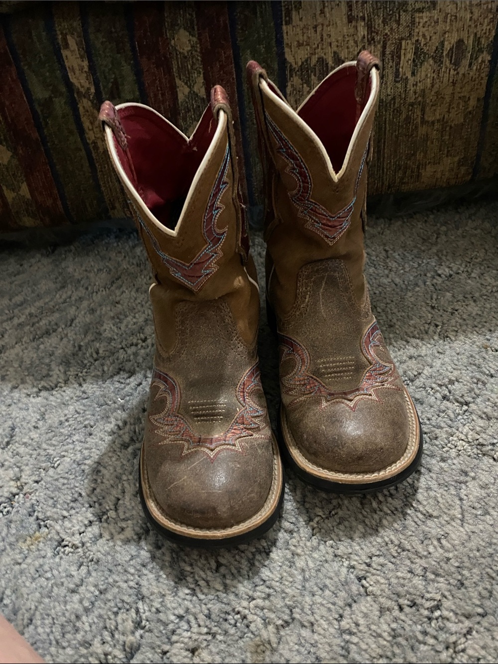 Ariat Leather Western Cowboy Boots with Copper Accents